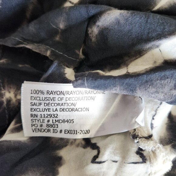 Boho Hippie Tie Dye Sharkbite Rayon Maxi Midi DRESS Size 8 Black Swim Coverup - Picture 10 of 13